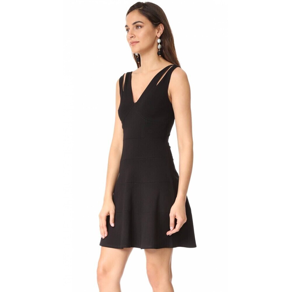 ALI & JAY Women's Black Size Small V-neck Fit & Flare Lace Back Dress $180